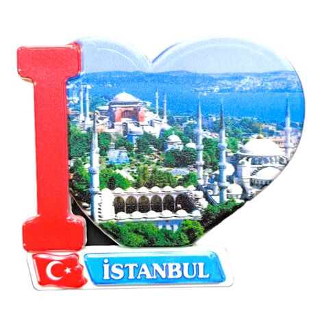 Toptan İstanbul Temalı Uv Baskılı Kalp Şekilli Magnet 86x62 mm - 14