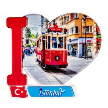 Toptan İstanbul Temalı Uv Baskılı Kalp Şekilli Magnet 86x62 mm - 7