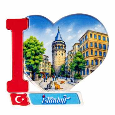 Toptan İstanbul Temalı Uv Baskılı Kalp Şekilli Magnet 86x62 mm - 5