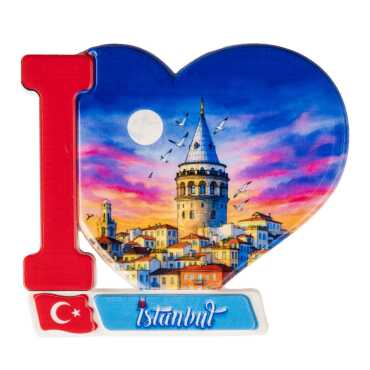 Toptan İstanbul Temalı Uv Baskılı Kalp Şekilli Magnet 86x62 mm - 11