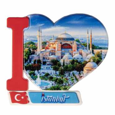 Toptan İstanbul Temalı Uv Baskılı Kalp Şekilli Magnet 86x62 mm - 12