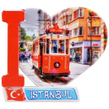 Toptan İstanbul Temalı Uv Baskılı Kalp Şekilli Magnet 86x62 mm - 25