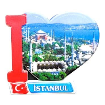 Toptan İstanbul Temalı Uv Baskılı Kalp Şekilli Magnet 86x62 mm - 30