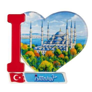 Toptan İstanbul Temalı Uv Baskılı Kalp Şekilli Magnet 86x62 mm - 18
