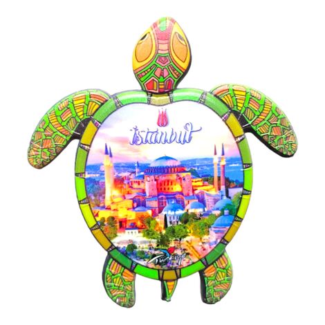 Toptan İstanbul Temalı Uv Baskılı Kaplumbağa Şekilli Magnet 80x74 mm - 11