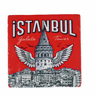 İstanbul Temalı Uv Baskılı Kare Bardak Altlığı 80 Mm - 5