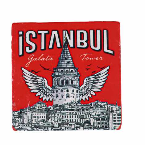 İstanbul Temalı Uv Baskılı Kare Bardak Altlığı 80 Mm - 5