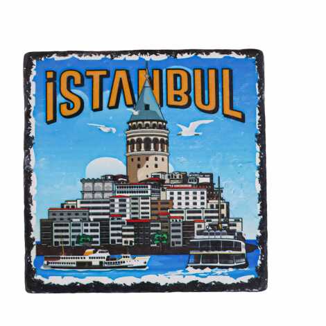 İstanbul Temalı Uv Baskılı Kare Bardak Altlığı 80 Mm - 6