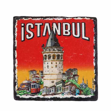 İstanbul Temalı Uv Baskılı Kare Bardak Altlığı 80 Mm - 7