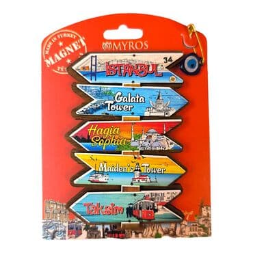 Istanbul Themed Wooden UV Printed Custom Backing Carded Fridge Magnet - 15