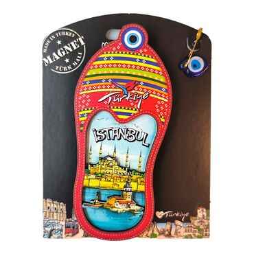 Istanbul Themed Wooden UV Printed Custom Backing Carded Fridge Magnet - 19