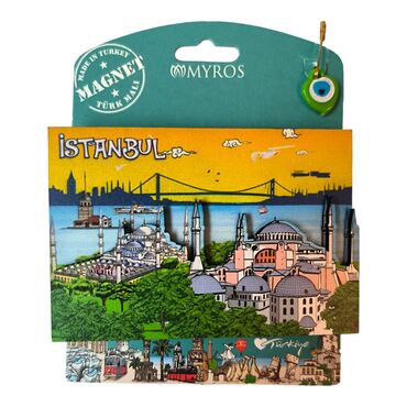 Istanbul Themed Wooden UV Printed Custom Backing Carded Fridge Magnet - 20