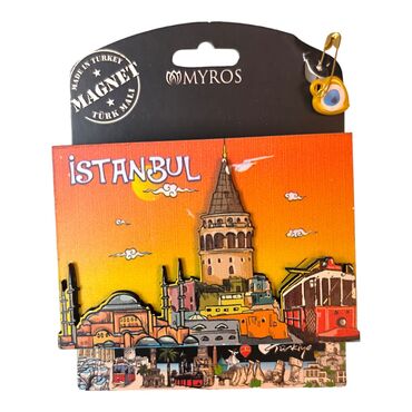 Istanbul Themed Wooden UV Printed Custom Backing Carded Fridge Magnet - 22