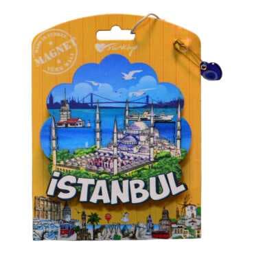 Istanbul Themed Wooden UV Printed Custom Backing Carded Fridge Magnet - 6
