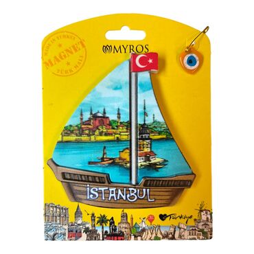 Istanbul Themed Plastic Base UV Printed Custom Backing Carded Fridge Magnet - 4