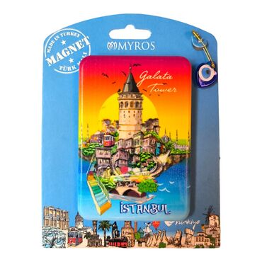 Istanbul Themed Plastic Base UV Printed Custom Backing Carded Fridge Magnet - 5