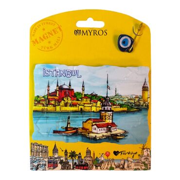 Istanbul Themed Plastic Base UV Printed Custom Backing Carded Fridge Magnet - 8
