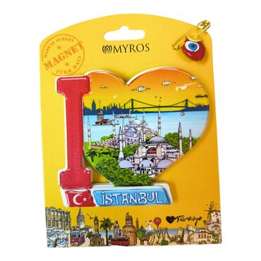 Istanbul Themed Plastic Base UV Printed Custom Backing Carded Fridge Magnet - 13