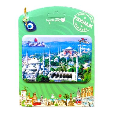 Istanbul Themed Plastic Base UV Printed Custom Backing Carded Fridge Magnet - 17