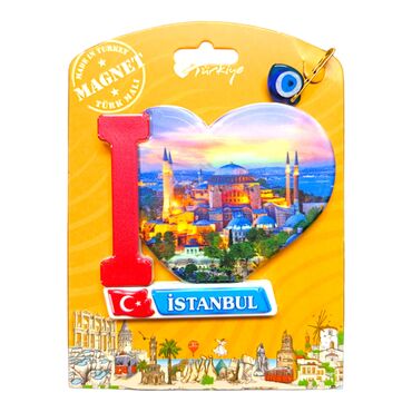 Istanbul Themed Plastic Base UV Printed Custom Backing Carded Fridge Magnet - 26