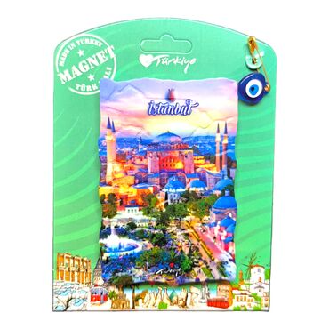 Istanbul Themed Plastic Base UV Printed Custom Backing Carded Fridge Magnet - 27
