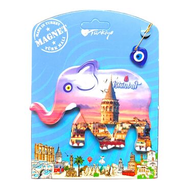 Istanbul Themed Plastic Base UV Printed Custom Backing Carded Fridge Magnet - 35