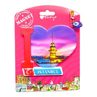 Istanbul Themed Plastic Base UV Printed Custom Backing Carded Fridge Magnet - 38