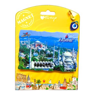 Istanbul Themed Plastic Base UV Printed Custom Backing Carded Fridge Magnet - 41
