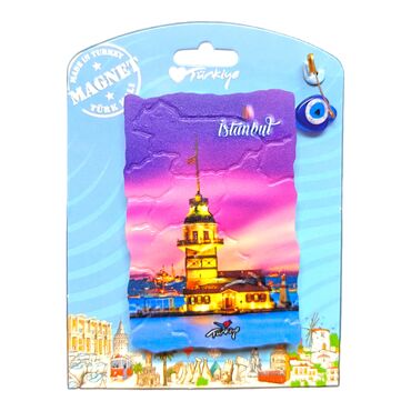 Istanbul Themed Plastic Base UV Printed Custom Backing Carded Fridge Magnet - 44