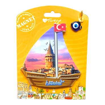 Istanbul Themed Plastic Base UV Printed Custom Backing Carded Fridge Magnet - 52