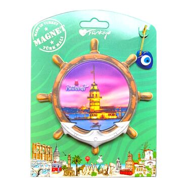 Istanbul Themed Plastic Base UV Printed Custom Backing Carded Fridge Magnet - 54