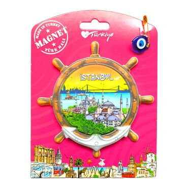 Istanbul Themed Plastic Base UV Printed Custom Backing Carded Fridge Magnet - 59