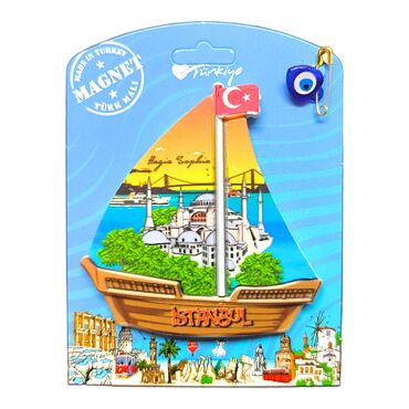 Istanbul Themed Plastic Base UV Printed Custom Backing Carded Fridge Magnet - 61