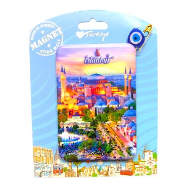 Istanbul Themed Plastic Base UV Printed Custom Backing Carded Fridge Magnet - 63