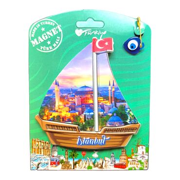 Istanbul Themed Plastic Base UV Printed Custom Backing Carded Fridge Magnet - 64