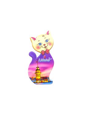 Toptan İstanbul Temalı Uv Baskılı Kedi Şekilli Magnet 43x87 mm - 14