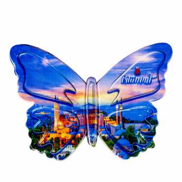 Toptan İstanbul Temalı Uv Baskılı Kelebek Şekilli Magnet 80x58 mm - 5