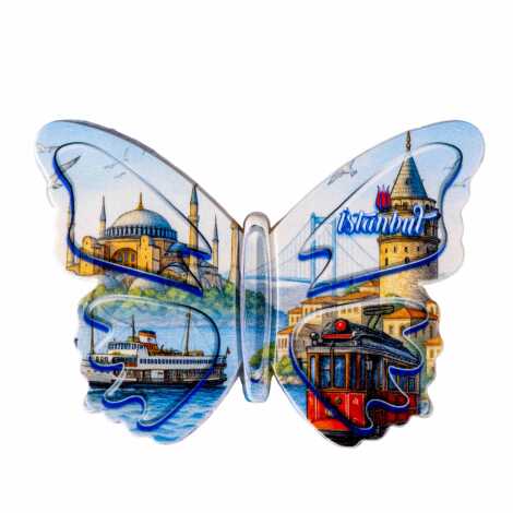 Toptan İstanbul Temalı Uv Baskılı Kelebek Şekilli Magnet 80x58 mm - 10