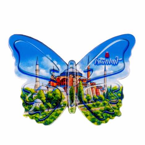 Toptan İstanbul Temalı Uv Baskılı Kelebek Şekilli Magnet 80x58 mm - 4
