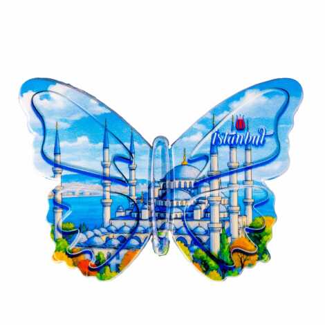 Toptan İstanbul Temalı Uv Baskılı Kelebek Şekilli Magnet 80x58 mm - 15