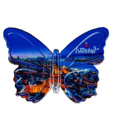 Toptan İstanbul Temalı Uv Baskılı Kelebek Şekilli Magnet 80x58 mm - 3