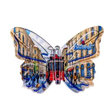 Istanbul Themed Customised UV Printed Plastic Base Butterfly Shaped Fridge Magnet 80x58 mm - 19