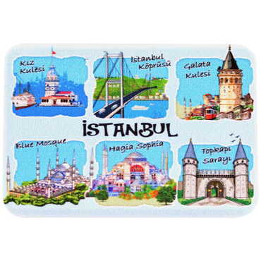Istanbul Themed Customised UV Printed Plastic Base Rectangle Fridge Magnet 80x50 mm - 28