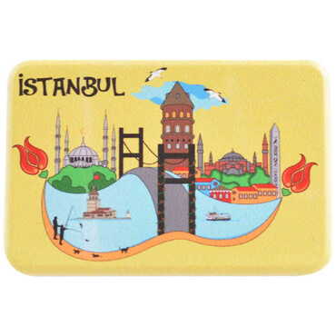 Istanbul Themed Customised UV Printed Plastic Base Rectangle Fridge Magnet 80x50 mm - 30