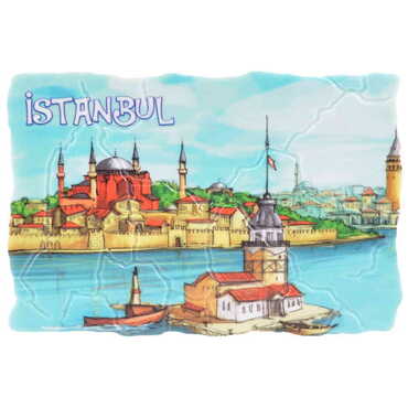 Istanbul Themed Customised UV Printed Plastic Base Mosaic Pattern Rectangle Fridge Magnet 80x50 mm - 18