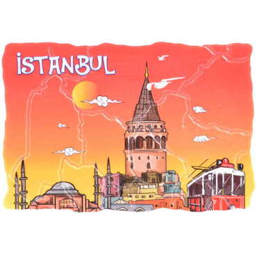 Istanbul Themed Customised UV Printed Plastic Base Mosaic Pattern Rectangle Fridge Magnet 80x50 mm - 24