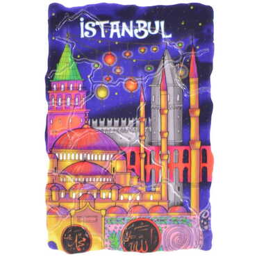 Istanbul Themed Customised UV Printed Plastic Base Mosaic Pattern Rectangle Fridge Magnet 80x50 mm - 27