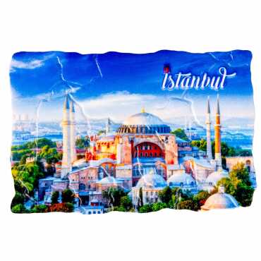 Istanbul Themed Customised UV Printed Plastic Base Mosaic Pattern Rectangle Fridge Magnet 80x50 mm