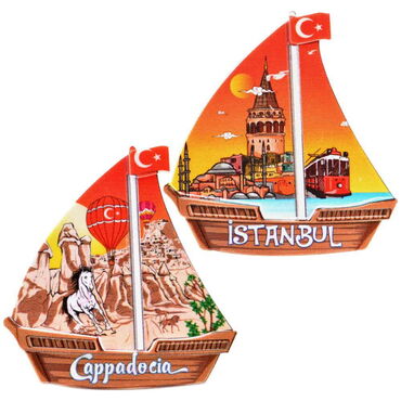 Toptan İstanbul Temalı Uv Baskılı Yelken Şekilli Magnet 77x80 mm - 3