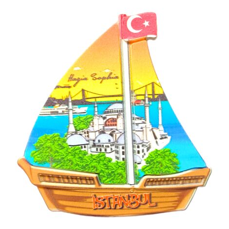 Toptan İstanbul Temalı Uv Baskılı Yelken Şekilli Magnet 77x80 mm - 6